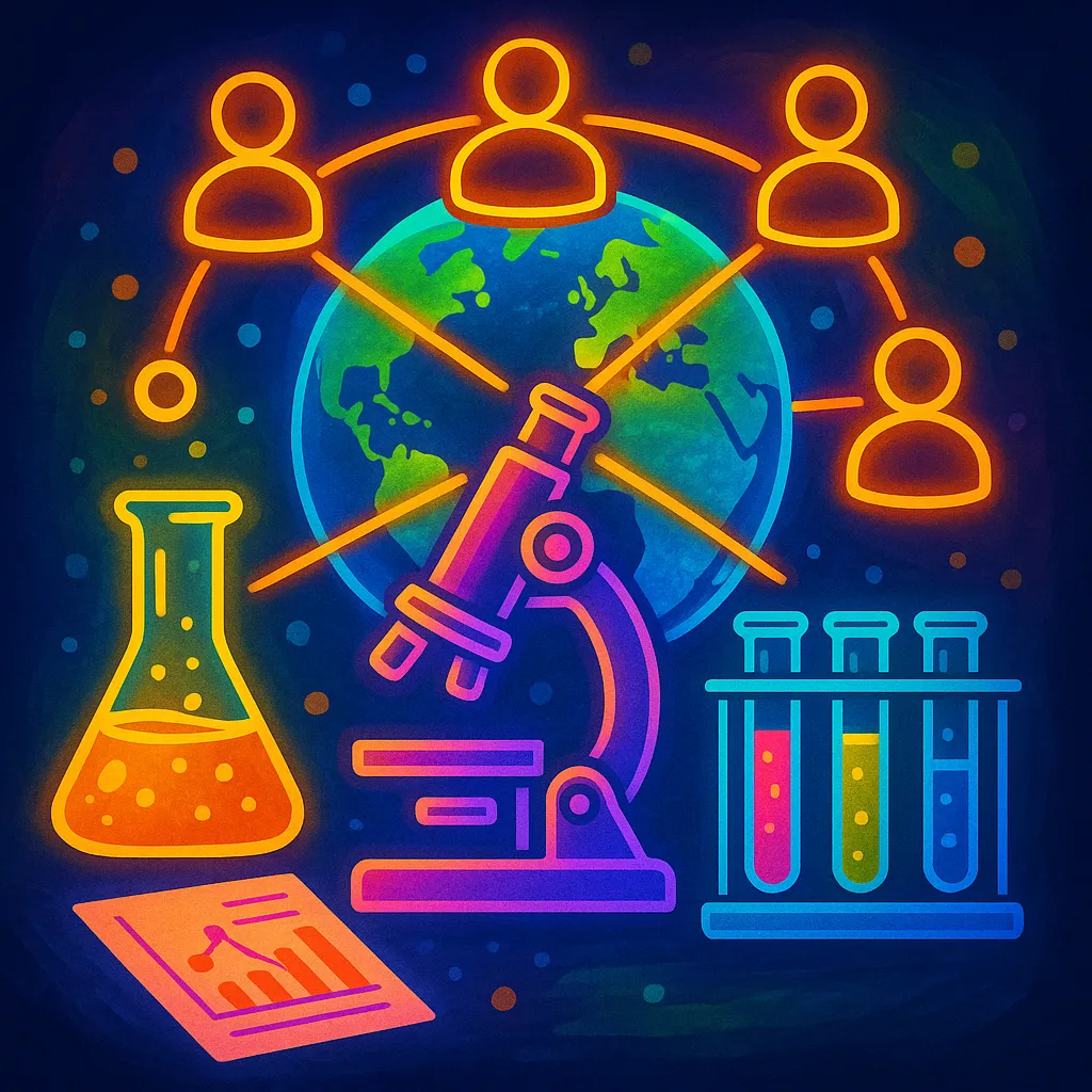 Global scientific collaboration illustration